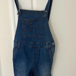 Free People Women's Denim Overalls W 28 Relaxed Fit Distressed Pockets Jumpsuit
